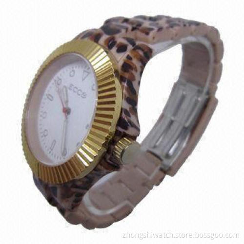 Plastic Zebra Style Wristwatch with Plastic Case/Band, Japan Seiko Movement, Best Gifts for Unisex